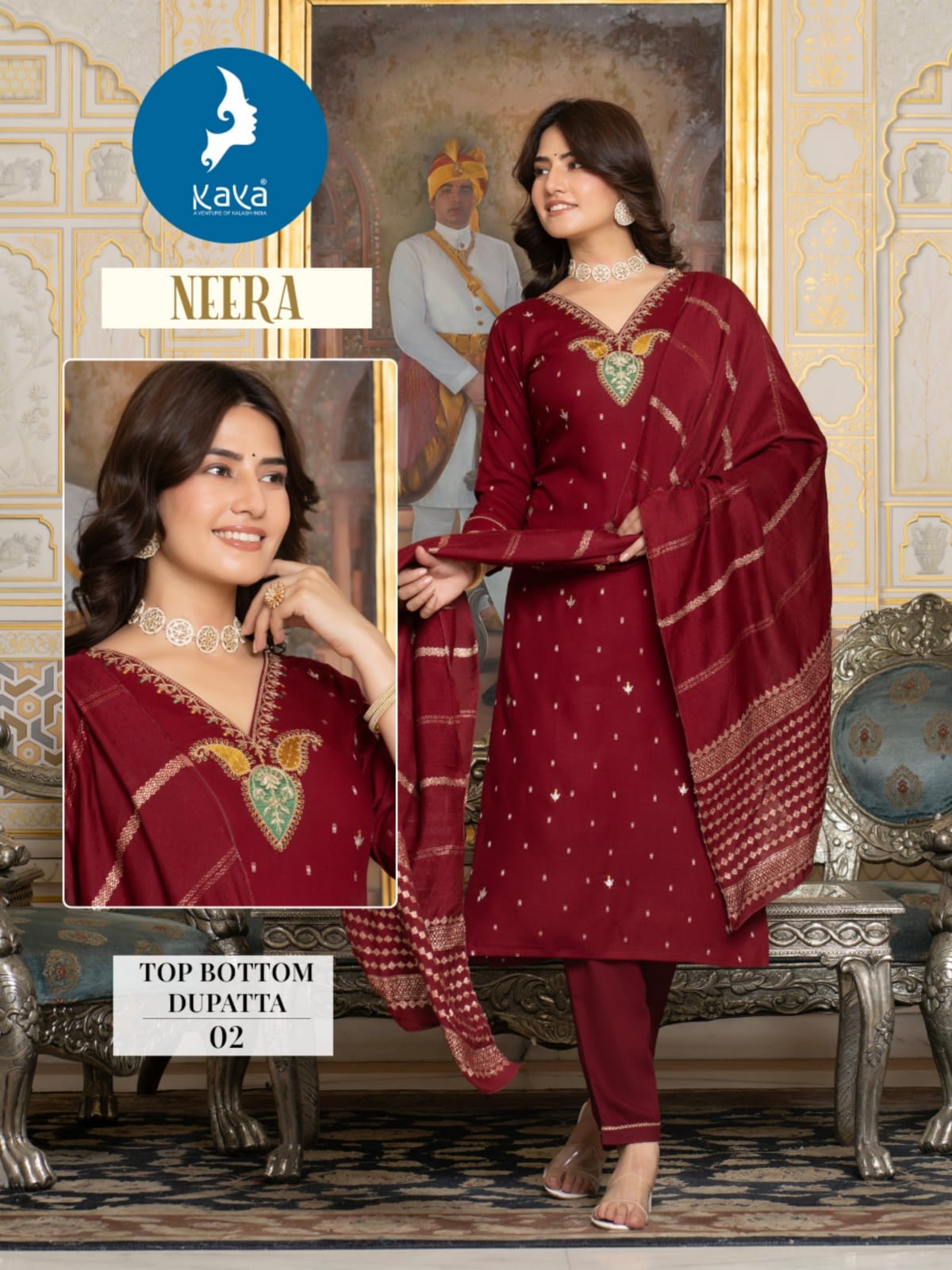 Neera By Kaya Jacquard Rayon Designer Kurti With Bottom Dupatta Wholesale Shop In Surat